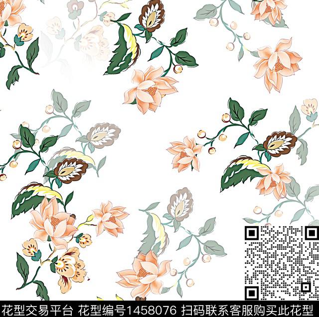 连衣裙女装花卉传统印花华亿平台下载（图片编号: 1458076） - 瓦栏（Walan）