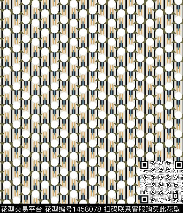 连衣裙几何女装数码印花华亿平台下载（图片编号: 1458078） - 瓦栏（Walan）