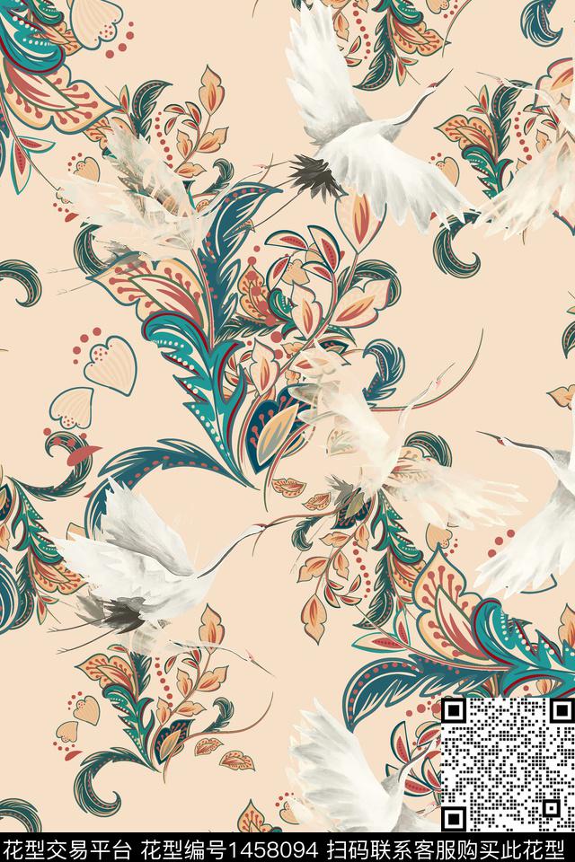 佩斯利民族风大牌风数码印花华亿平台下载（图片编号: 1458094） - 瓦栏（Walan）