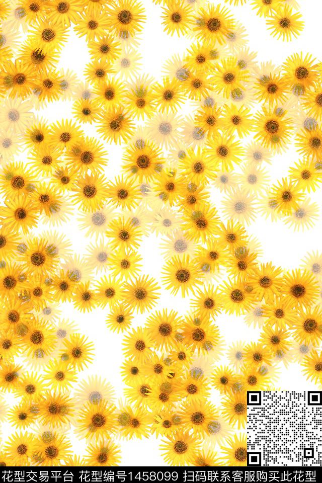 花卉小雏菊大牌风数码印花华亿平台下载（图片编号: 1458099） - 瓦栏（Walan）