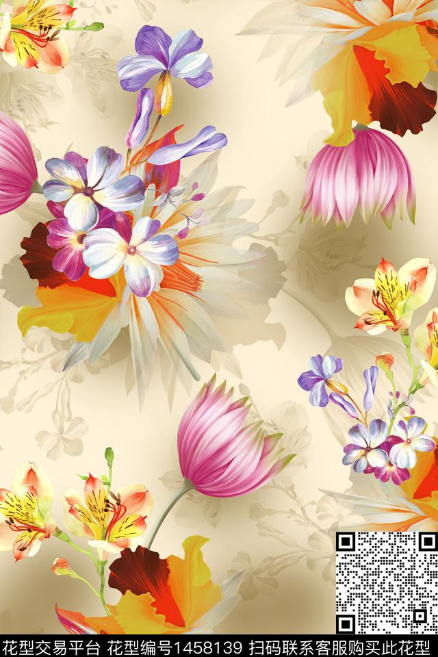 绿植树叶水彩迪拜花卉数码印花华亿平台下载（图片编号: 1458139） - 瓦栏（Walan）