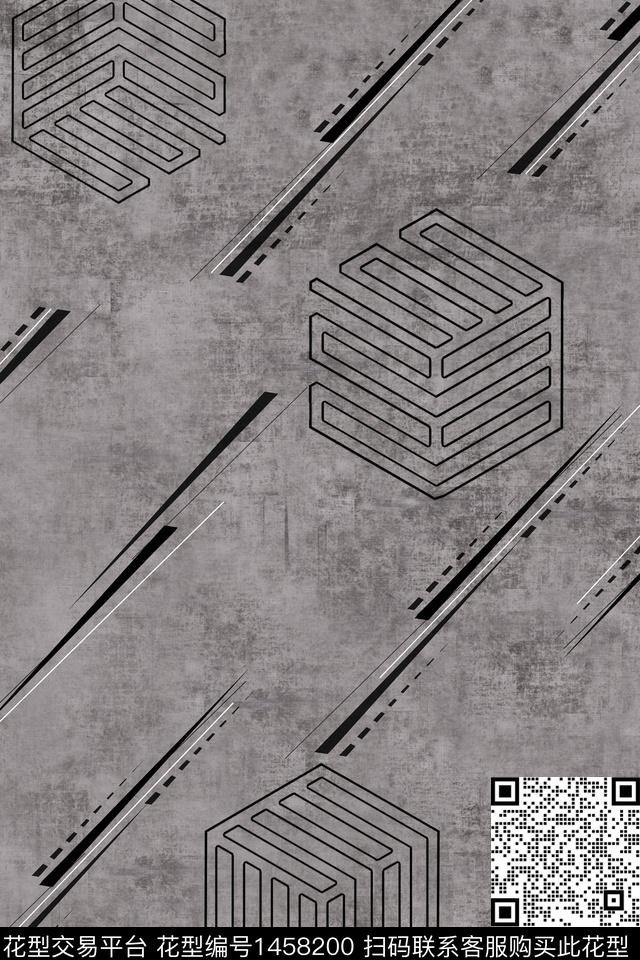 几何男装纹理数码印花华亿平台下载（图片编号: 1458200） - 瓦栏（Walan）