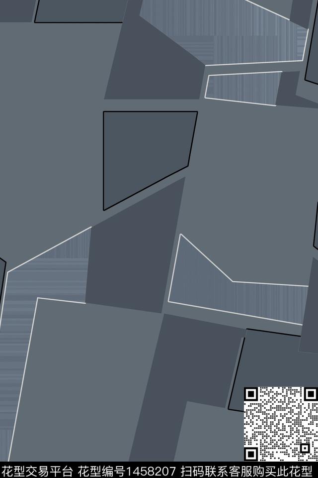 几何线条男装数码印花华亿平台下载（图片编号: 1458207） - 瓦栏（Walan）