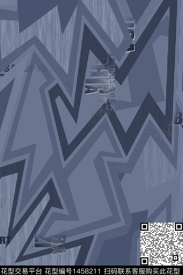 几何线条文字数码印花华亿平台下载（图片编号: 1458211） - 瓦栏（Walan）