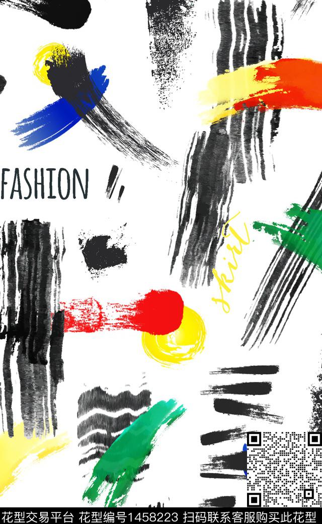几何大牌风抽象数码印花华亿平台下载（图片编号: 1458223） - 瓦栏（Walan）