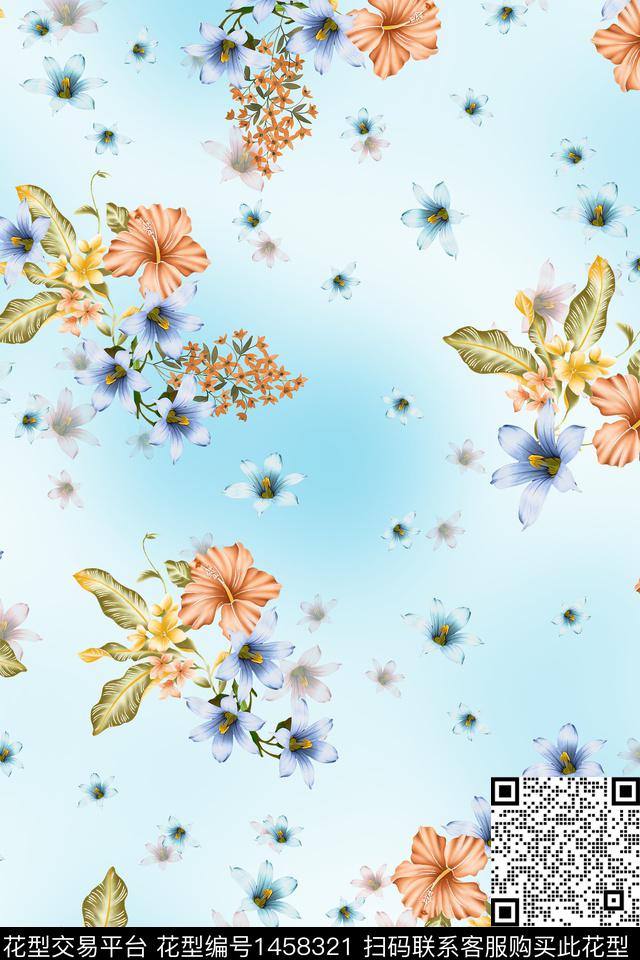 绿植树叶水彩迪拜花卉数码印花华亿平台下载（图片编号: 1458321） - 瓦栏（Walan）