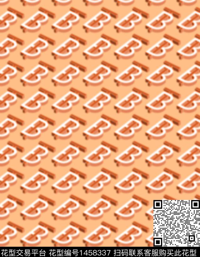 几何字母大牌风数码印花华亿平台下载（图片编号: 1458337） - 瓦栏（Walan）