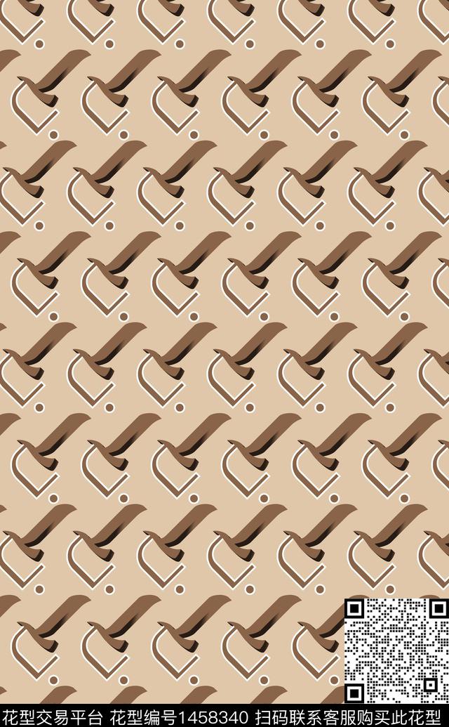 几何字母小碎花数码印花华亿平台下载（图片编号: 1458340） - 瓦栏（Walan）