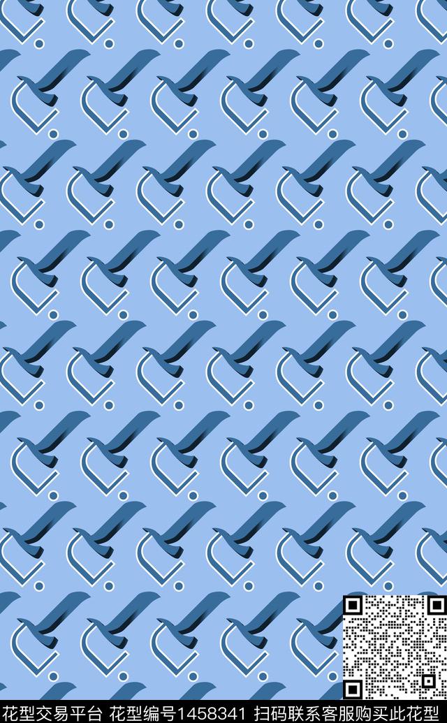 几何字母小碎花数码印花华亿平台下载（图片编号: 1458341） - 瓦栏（Walan）