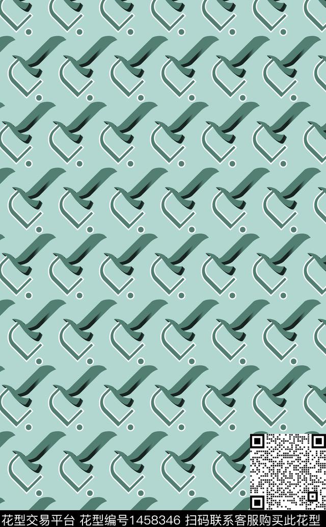 几何字母小碎花数码印花华亿平台下载（图片编号: 1458346） - 瓦栏（Walan）