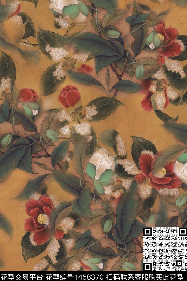 香云纱国画中国风数码印花华亿平台下载（图片编号: 1458370） - 瓦栏（Walan）