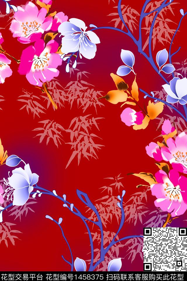 数码华亿平台花卉满版散花数码印花华亿平台下载（图片编号: 1458375） - 瓦栏（Walan）