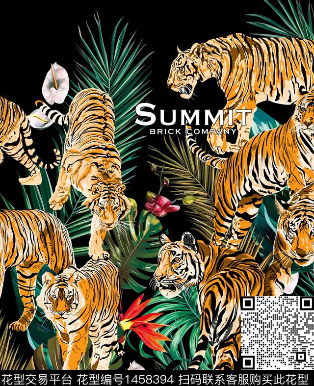 几何动物头男装定位花数码印花华亿平台下载（图片编号: 1458394） - 瓦栏（Walan）