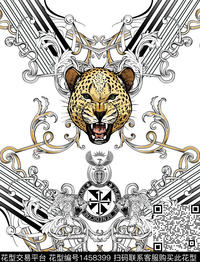 几何动物头字母数码印花华亿平台下载（图片编号: 1458399） - 瓦栏（Walan）
