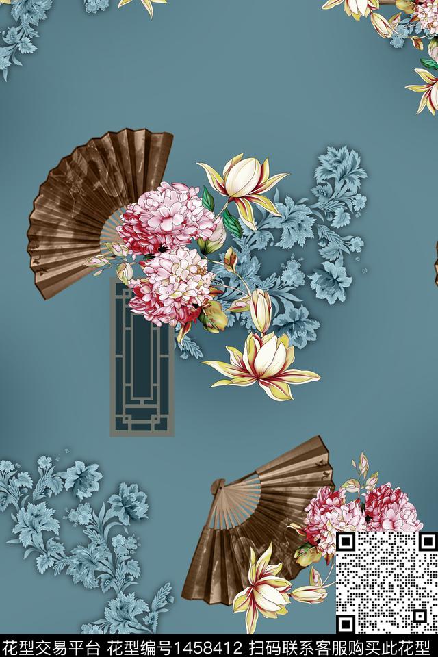 民族风花卉大牌风数码印花华亿平台下载（图片编号: 1458412） - 瓦栏（Walan）