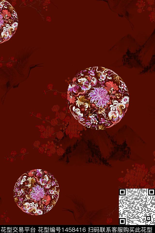民族风花卉大牌风数码印花华亿平台下载（图片编号: 1458416） - 瓦栏（Walan）