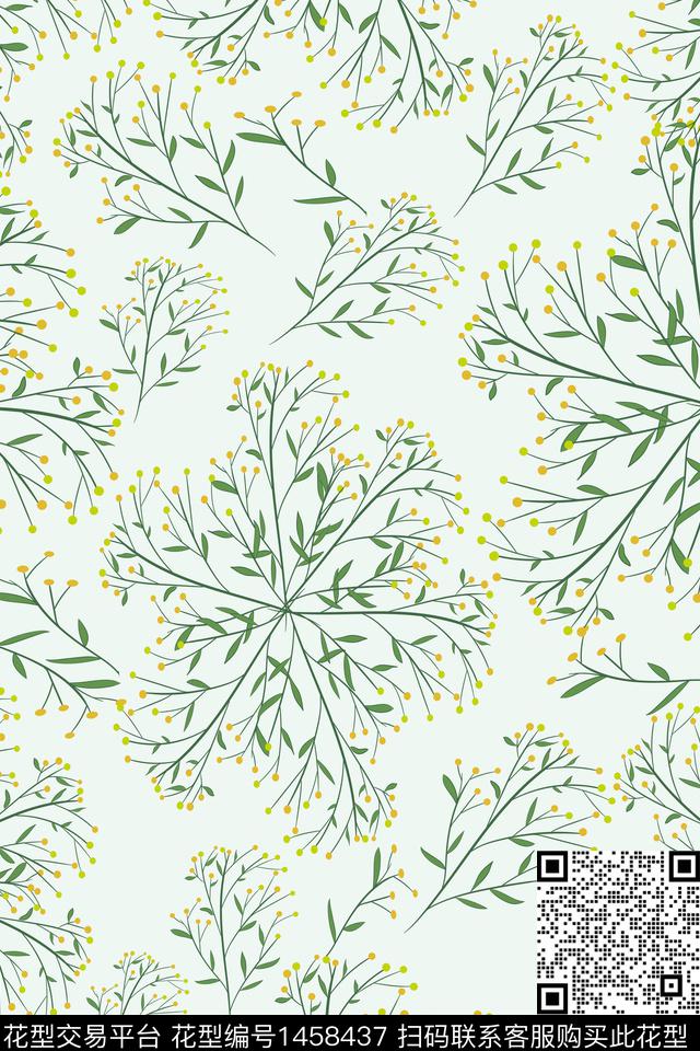绿植树叶定位花花卉数码印花华亿平台下载（图片编号: 1458437） - 瓦栏（Walan）
