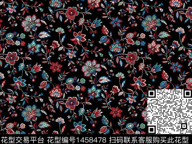 绿植树叶数码华亿平台佩斯利数码印花华亿平台下载（图片编号: 1458478） - 瓦栏（Walan）