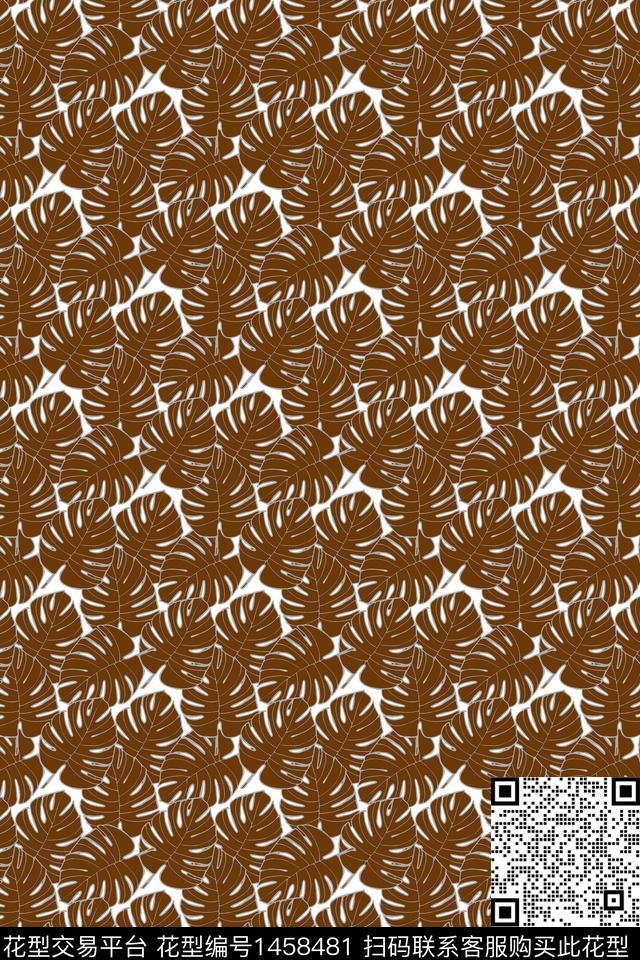 花卉男装绿植树叶数码印花华亿平台下载（图片编号: 1458481） - 瓦栏（Walan）