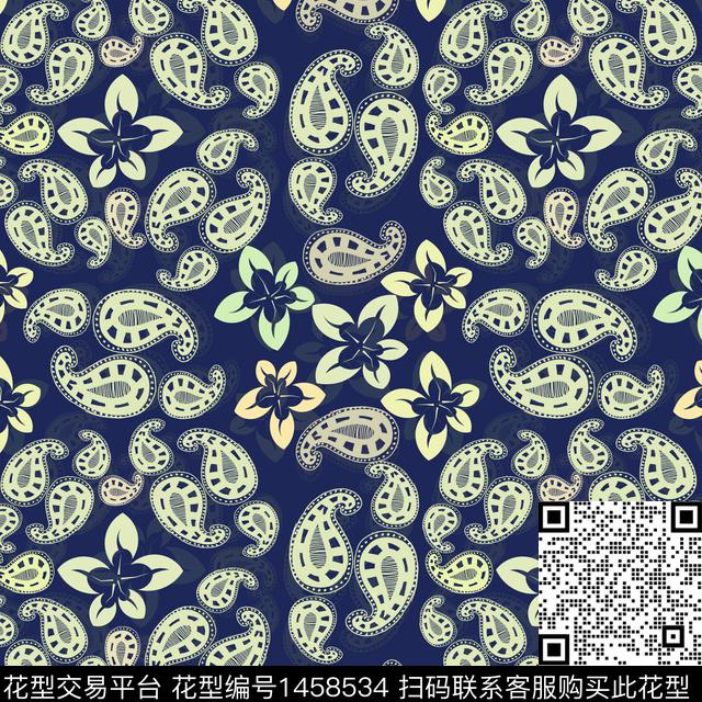 大牌风小碎花佩斯利图案传统印花华亿平台下载（图片编号: 1458534） - 瓦栏（Walan）