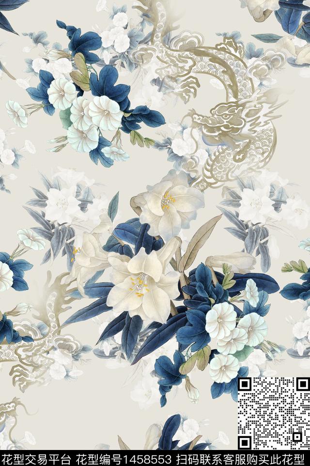 清爽底花卉花卉大牌风数码印花华亿平台下载（图片编号: 1458553） - 瓦栏（Walan）