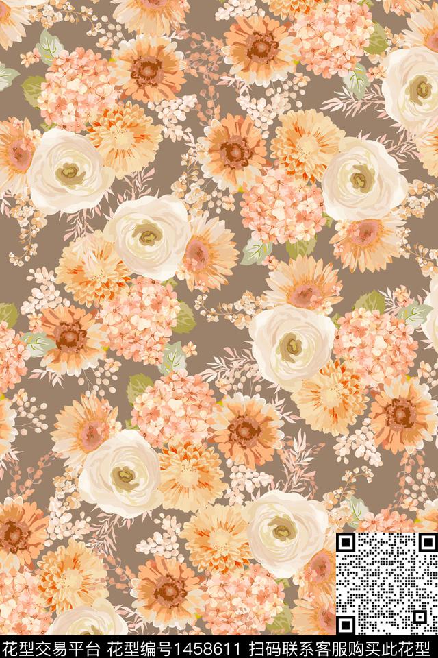 女装花卉大牌风数码印花华亿平台下载（图片编号: 1458611） - 瓦栏（Walan）