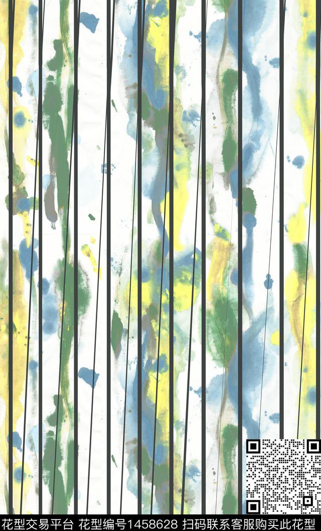 手绘水彩纹理条纹组合数码印花华亿平台下载（图片编号: 1458628） - 瓦栏（Walan）