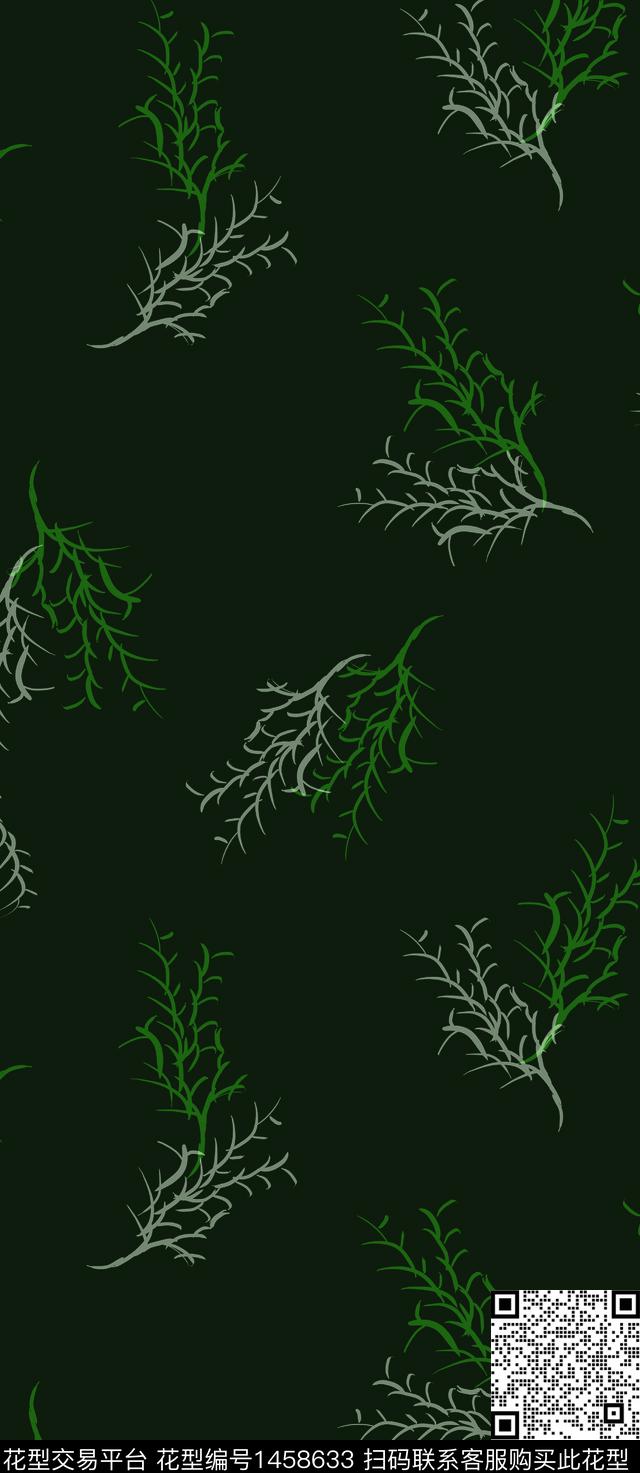 小清新抽象海草原创手绘数码印花华亿平台下载（图片编号: 1458633） - 瓦栏（Walan）