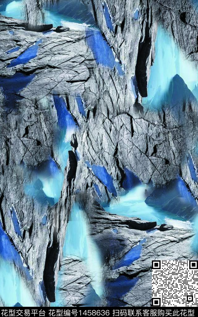 抽象休闲肌理组合数码印花华亿平台下载（图片编号: 1458636） - 瓦栏（Walan）