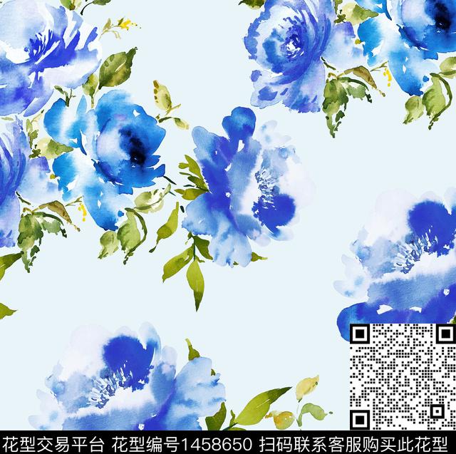 大牌风牡丹绿植树叶数码印花华亿平台下载（图片编号: 1458650） - 瓦栏（Walan）