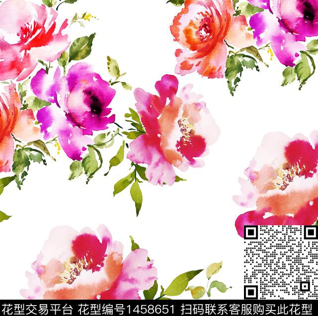 大牌风牡丹绿植树叶数码印花华亿平台下载（图片编号: 1458651） - 瓦栏（Walan）