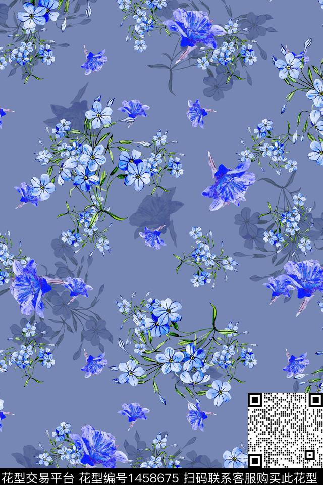 清爽底花卉花卉大牌风数码印花华亿平台下载（图片编号: 1458675） - 瓦栏（Walan）