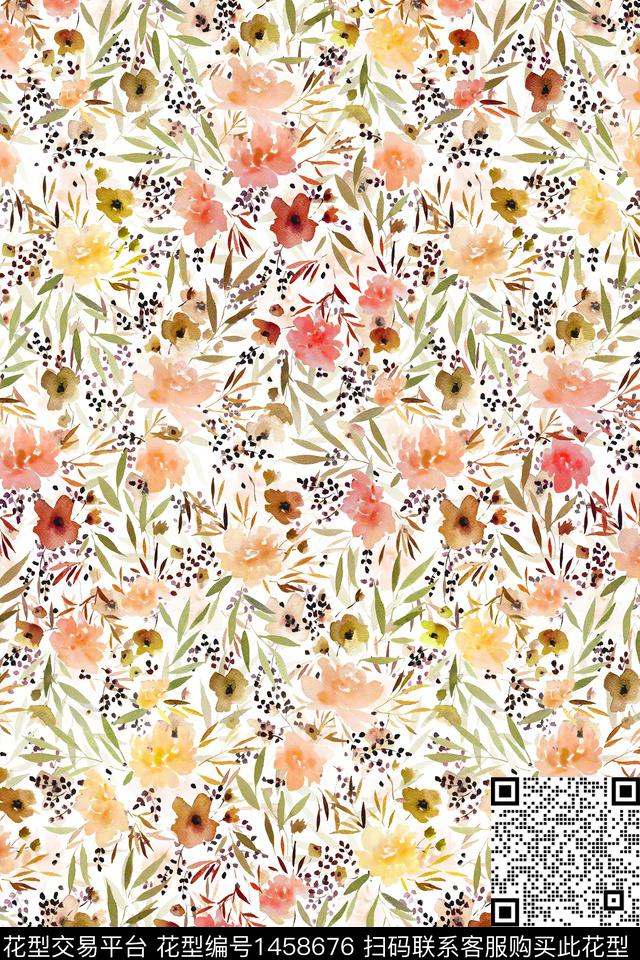 清爽底花卉花卉大牌风数码印花华亿平台下载（图片编号: 1458676） - 瓦栏（Walan）