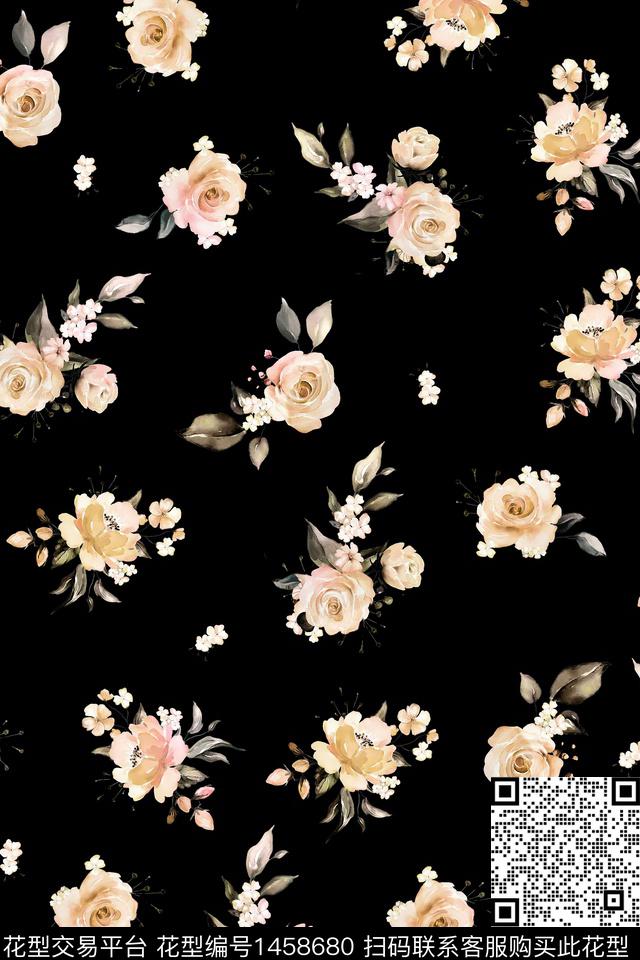 清爽底花卉花卉大牌风数码印花华亿平台下载（图片编号: 1458680） - 瓦栏（Walan）