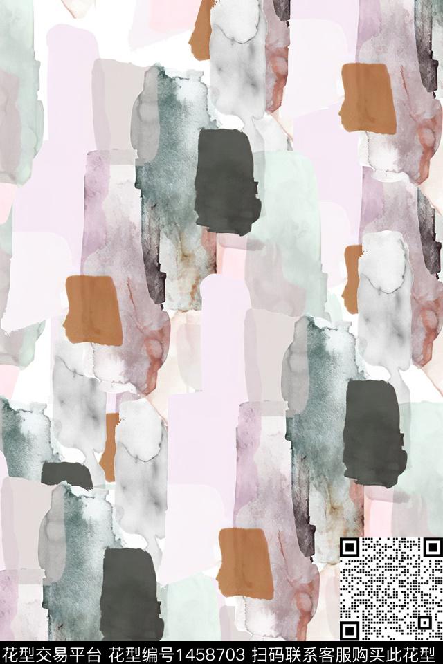 时尚抽象真丝数码印花华亿平台下载（图片编号: 1458703） - 瓦栏（Walan）