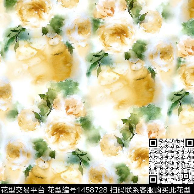 豹纹水彩花卉2022春夏数码印花华亿平台下载（图片编号: 1458728） - 瓦栏（Walan）