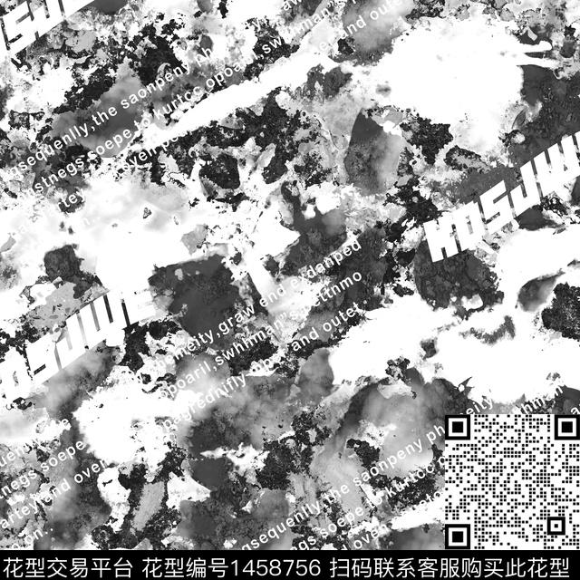 几何字母定位花数码印花华亿平台下载（图片编号: 1458756） - 瓦栏（Walan）