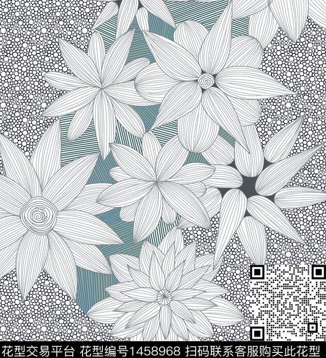 几何花卉数码印花华亿平台下载（图片编号: 1458968） - 瓦栏（Walan）