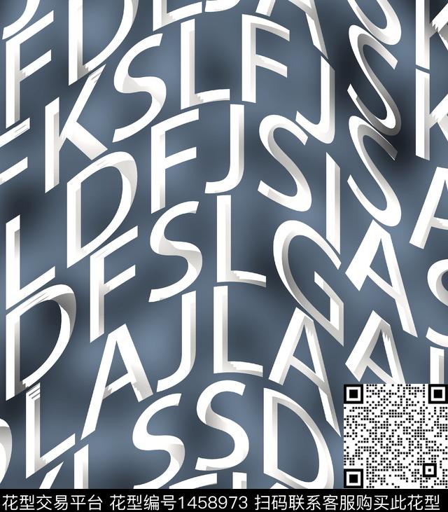 几何字母定位花数码印花华亿平台下载（图片编号: 1458973） - 瓦栏（Walan）