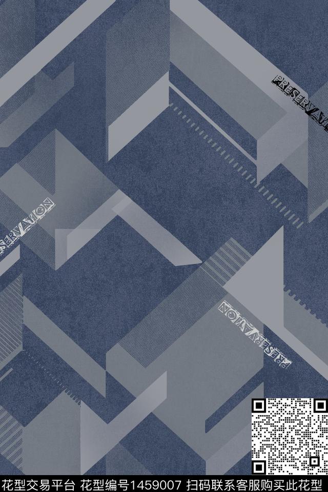 几何线条男装数码印花华亿平台下载（图片编号: 1459007） - 瓦栏（Walan）