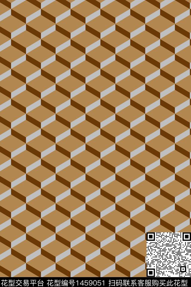 趣味男装几何数码印花华亿平台下载（图片编号: 1459051） - 瓦栏（Walan）