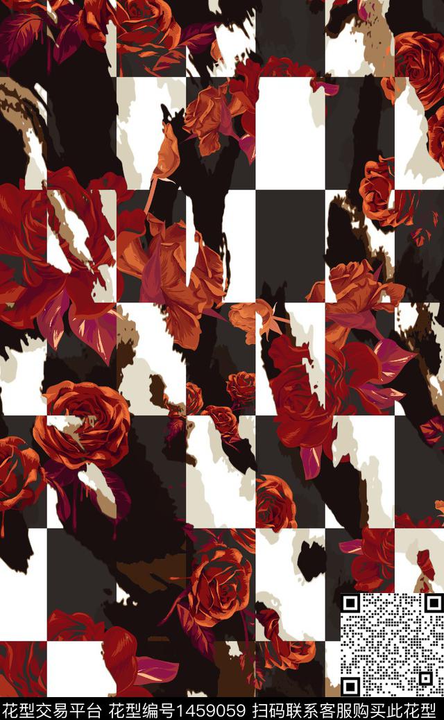 男装满版花几何花卉数码印花华亿平台下载（图片编号: 1459059） - 瓦栏（Walan）