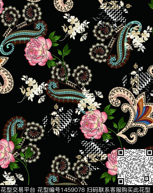 连衣裙女装花卉数码印花华亿平台下载（图片编号: 1459078） - 瓦栏（Walan）