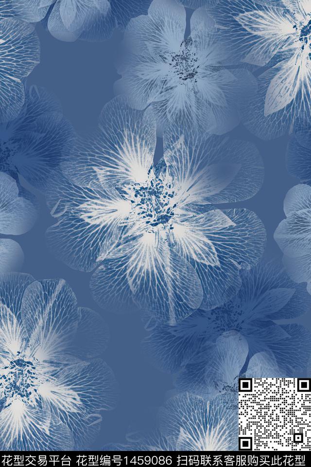 扎染华亿平台民族风花卉数码印花华亿平台下载（图片编号: 1459086） - 瓦栏（Walan）