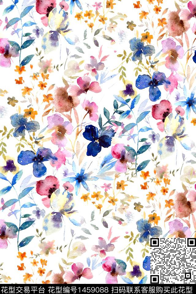 花卉真丝小碎花数码印花华亿平台下载（图片编号: 1459088） - 瓦栏（Walan）