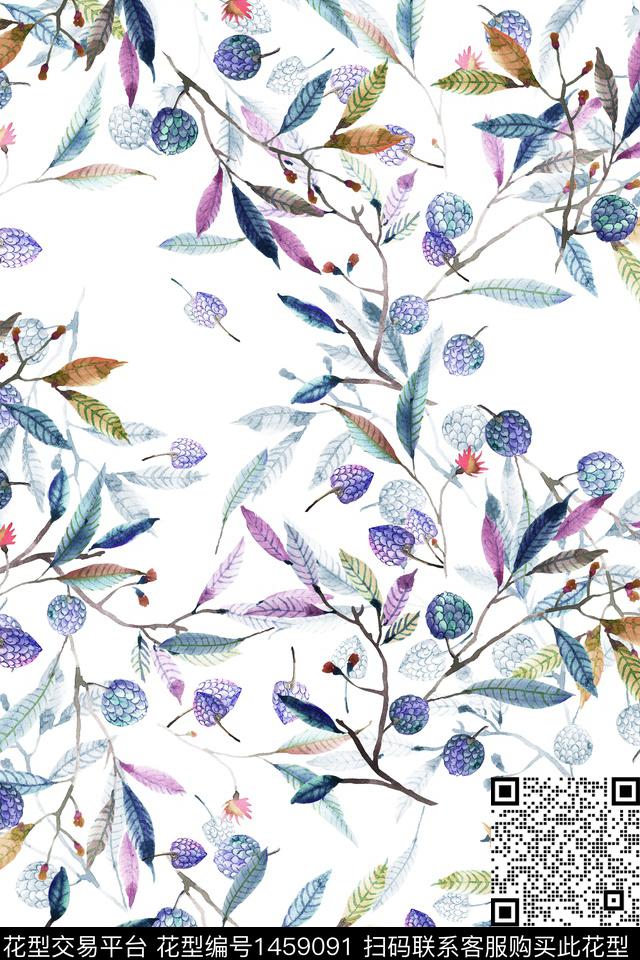 清爽底花卉花卉大牌风数码印花华亿平台下载（图片编号: 1459091） - 瓦栏（Walan）