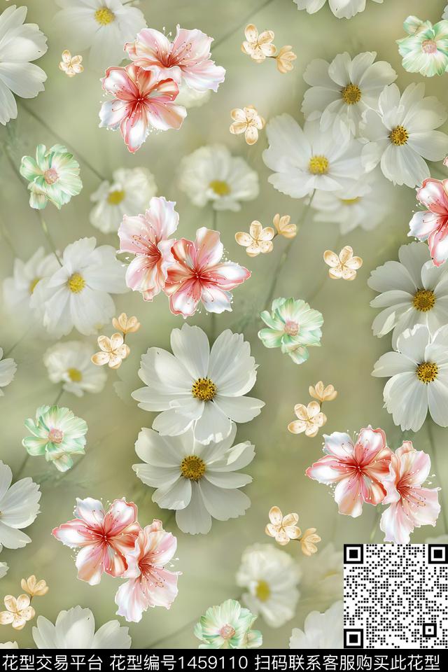 绿植树叶水彩肌理数码印花华亿平台下载（图片编号: 1459110） - 瓦栏（Walan）