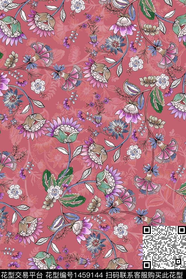 绿植树叶扎染华亿平台佩斯利数码印花华亿平台下载（图片编号: 1459144） - 瓦栏（Walan）