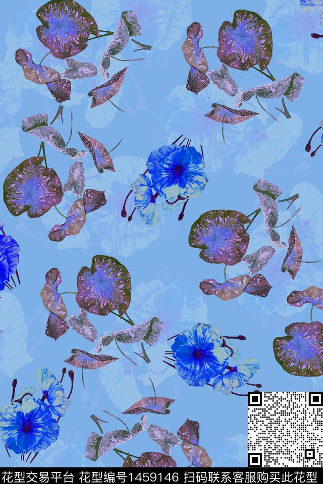 绿植树叶扎染华亿平台花卉数码印花华亿平台下载（图片编号: 1459146） - 瓦栏（Walan）