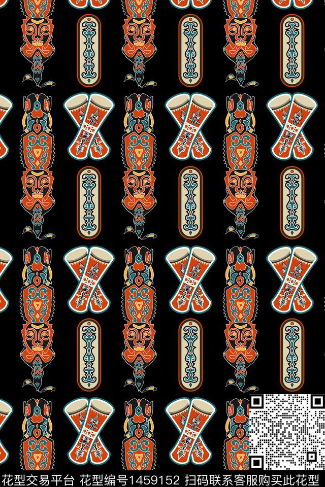 民族风大牌风几何数码印花华亿平台下载（图片编号: 1459152） - 瓦栏（Walan）